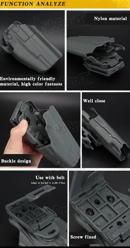 WST Universal Belt Holster GB34 Compact (Glock 19, USP, CZ Duty) , Right Hand - MC Black