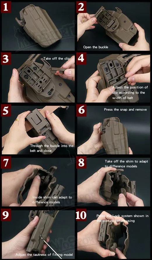 WST Universal Belt Holster GB34 Compact (Glock 19, USP, CZ Duty) , Right Hand - MC Black