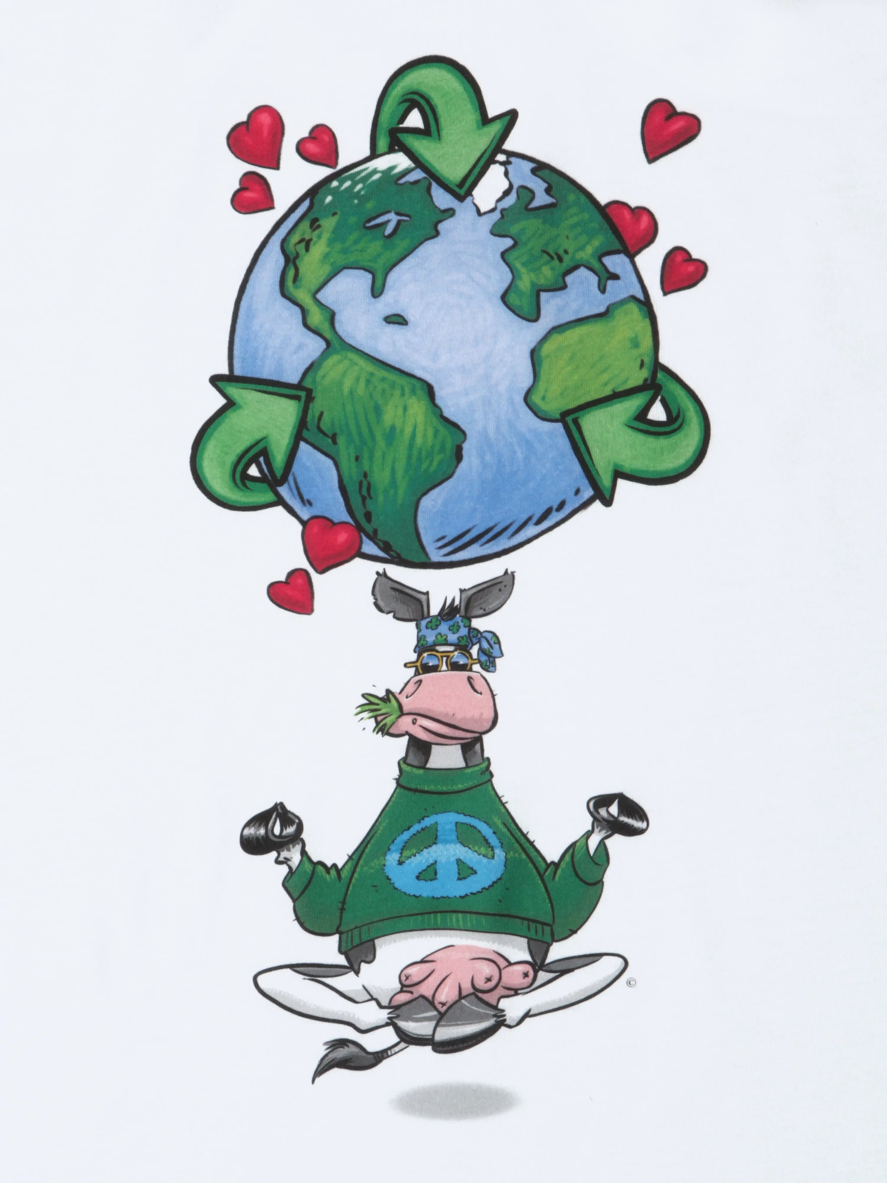 Yoga shirt | Racerback 100% Cotton | Namooste Yoga Cow Loves Recycling | Positive Message Shirt