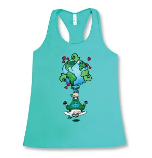 Yoga shirt | Racerback 100% Cotton | Namooste Yoga Cow Loves Recycling | Positive Message Shirt