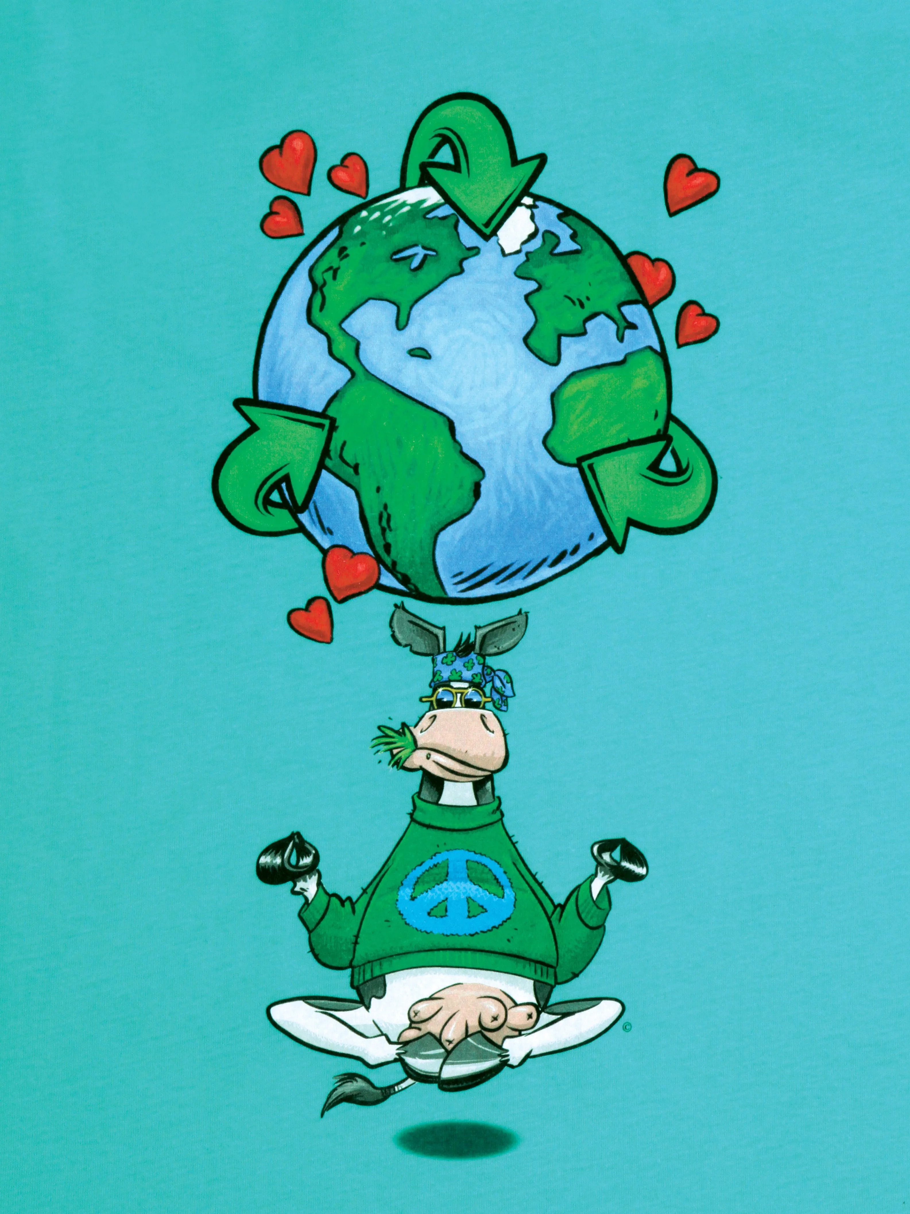 Yoga shirt | Racerback 100% Cotton | Namooste Yoga Cow Loves Recycling | Positive Message Shirt